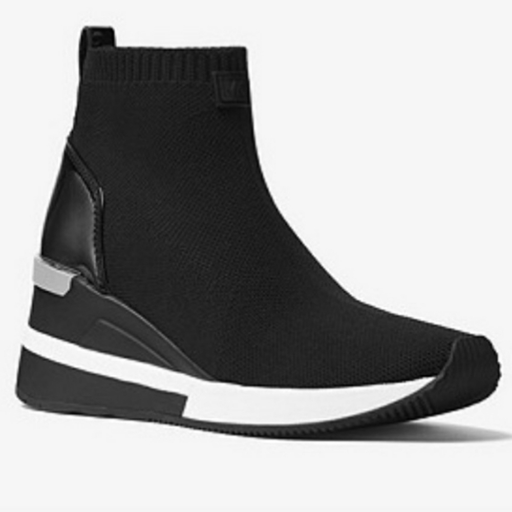 Michael Kors Black Skyler Sock Sneaker Booties 7
